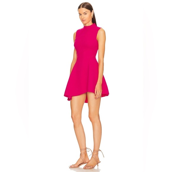 NWT Acler Rowe Mini Dress Azalea Pink Seamed Asymmetrical $370. Size 10 - Picture 11 of 12